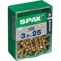 Lotto 100 Viti A Testa Svasata In Acciaio Pozidriv Testa, Diam.3.5 Mm X Mm L.25 - Spax características