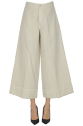 Wide leg cropped trousers en oferta