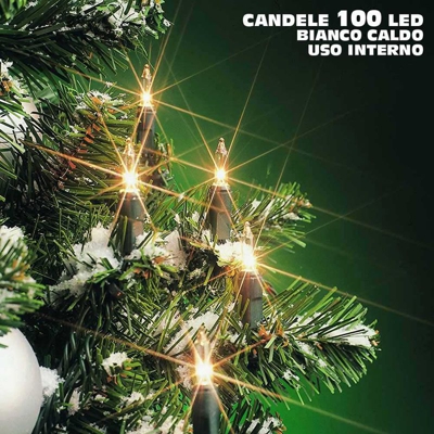 Catena Candele Natalizie 100 Led Bianco Caldo 942Cm Uso Interno Decoro Natale