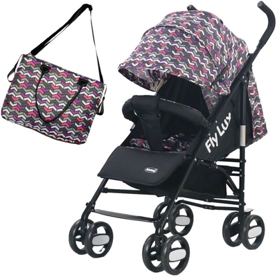 Nunu Passeggino Fly Lux Pieghevole Chiusura Ombrello + Borsa Mamma Geometrico