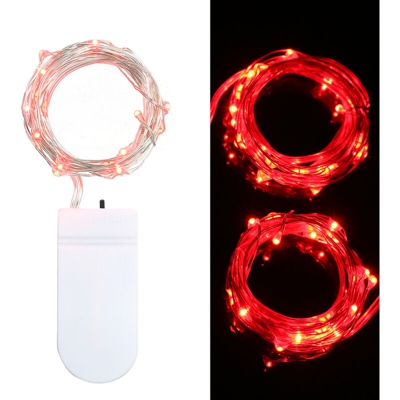 La stringa di luci della batteria viene spedita senza batterie,2 metri di luce rossa portatile da 2 LED - 2 metri di luce rossa portatile da 2 LED