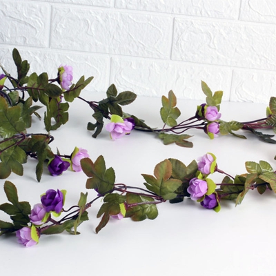 3695 boccioli di rosa di simulazione in rattan lampada di rame della lampada della batteria 25, paragrafo 2.2 m (batterie escluse) viola