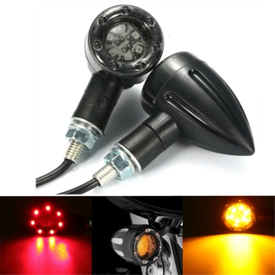 2X Universale 12V LED Indicatori di luci di segnalazione Luce posteriore Lampada freno rosso ambra