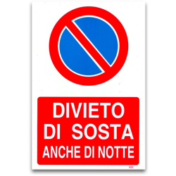 Asiashopping - Cartello targa divieto di sosta anche di notte segnaletica pvc 20 x 30 cm características