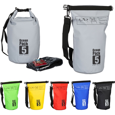 Zaino impermeabile Ocean Pack 5L borsa stagna ultraleggera sacca dry bag da kajak vela sci snowboard grigio