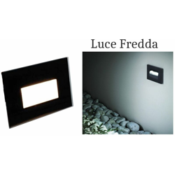 B&s - Segnapasso led 4w luce fredda rettangolo nero vetro interno faretto incasso en oferta