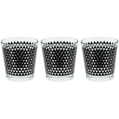 Casa Collection - Gruppo 3 Bicchieri Boho Triangoli Neri 250 Cc