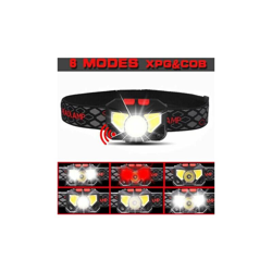 Torcia frontale a LED ricaricabile USB Potente rilevatore di movimento con torcia impermeabile IPX5 per pesca, campeggio, escursionismo, ciclismo, precio