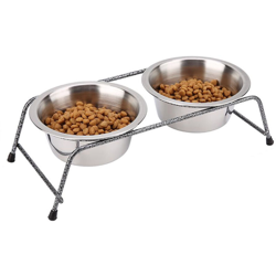 Doppia ciotola supporto rialzato piccola metallo alzaciotola cane gatto en oferta