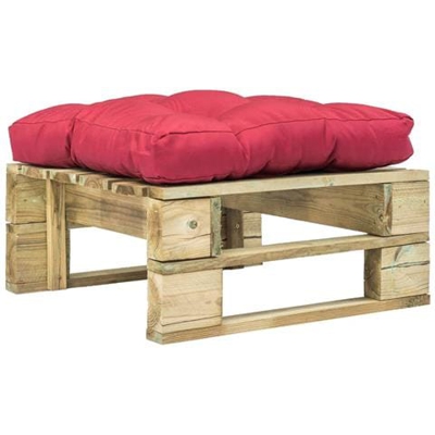 Divano Da Giardino Su Pallet Con Cuscino Rosso Legno Fsc Verde