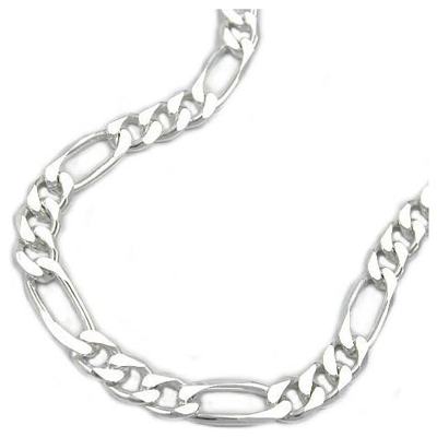 - collana Figaro Piatta 6 x Diamantato, Argento 925 50 cm