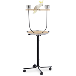 Trespolo per Pappagalli Grandi, XL, Posatoio, Asta, 2 Mangiatoie, Vaschetta, con Rotelle, Metallo, nero precio