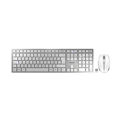 DW 9000 SLIM tastiera RF Wireless + Bluetooth QWERTZ Tedesco Argento, Bianco