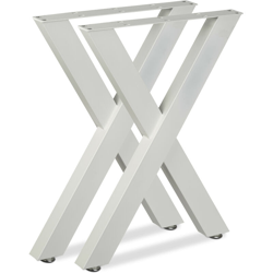 Gambe per Tavolo, Forma a X, Set da 2 Basi per Scrivania, HxL: 74 x 60 cm, Ferro, Industrial, Grigio en oferta