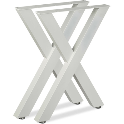 Gambe per Tavolo, Forma a X, Set da 2 Basi per Scrivania, HxL: 74 x 60 cm, Ferro, Industrial, Grigio