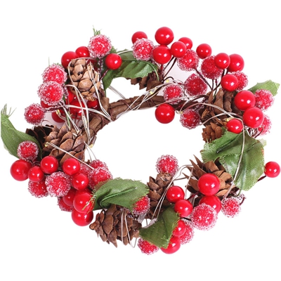 Ghirlanda luminosa a LED di pigna di frutti rossi per decorazione natalizia 02369 (senza batteria)