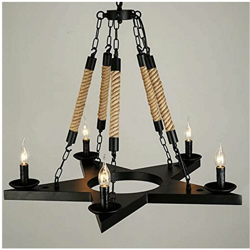 Driwei - Lampadario sospensione stella 5 luci E14 corda metallo design candele vintage en oferta