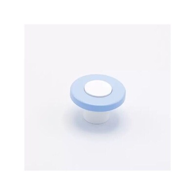Pomolo tondo di colore blu in goffrato fine incastonato su base bianca 40x25mm - 414H Wheel