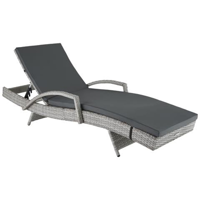 Lettino Prendisole Océane In Rattan - Grigio Chiaro