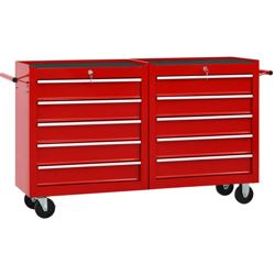 Carrello Portautensili con 10 Cassetti in Acciaio Rosso - Rosso - Youthup precio