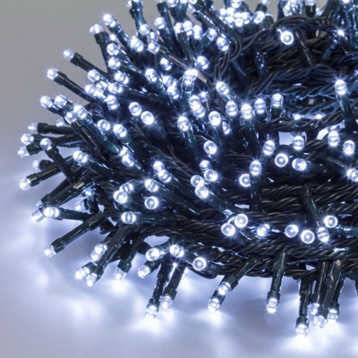 Luci di natale catena minicluster Ø 5 mm luce per esterno addobbi natalizi IP44 -1500 Led lunghezza 30.5 mt / Luce Fredda