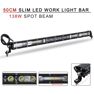 Barra luminosa da lavoro a LED da 50 cm 138 W per fuoristrada SUV ATV UTV 4WD