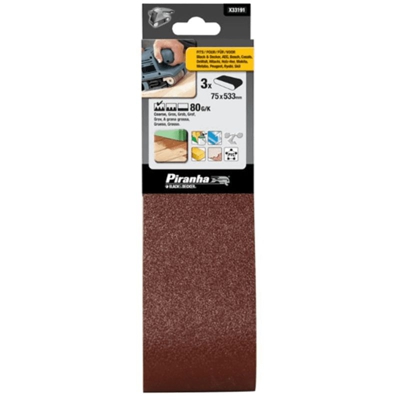 Black&decker - PIRANHA BLACK&DECKER 3 NASTRI ABRASIVI 75X533 GR. 80