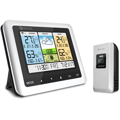 Stazione meteorologica a LED per esterni senza fili per interni Digoo con sveglie del barometro del sensore