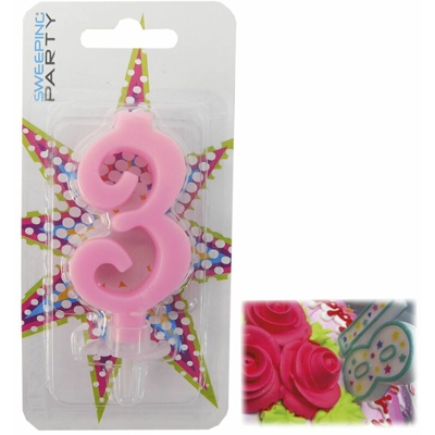 Bighouse It - CANDELINA CM.9 NUMERO 3 COLORE ROSA