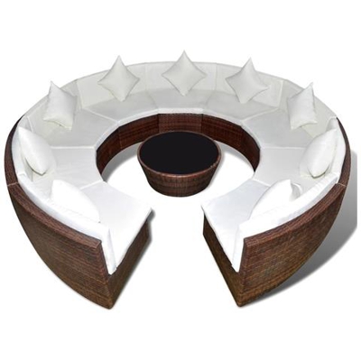 Set Divano Da Giardino 37 Pezzi In Polyrattan Marrone