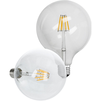 ECD Germany 1 x Lampadina LED a Filamento E27 8W - Bianco Caldo 2800K- 125 mm - 816 Lumen -Mini Globo - Lampadine a Incandescenza da 45W -Stile