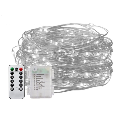 All'aperto Natale luci principali contenitore di batteria impermeabile luce della stringa di rame a distanza, la luce bianca della cassa della