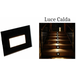 B&s - Segnapasso led 4w luce calda rettangolo nero vetro interno faretto incasso precio