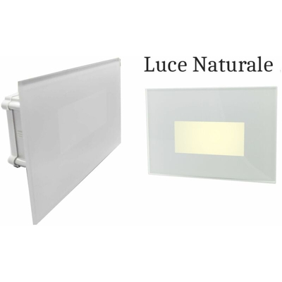 B&s - Segnapasso led 4w luce naturale rettangolo bianco vetro interno faretto incasso