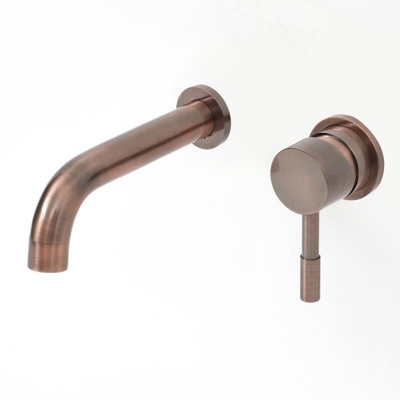 Amara Rubinetto Miscelatore a Parete per Lavabi Bagno - Design Moderno - Ottone Rame Spazzolato - 63 x 120mm - Hudson Reed