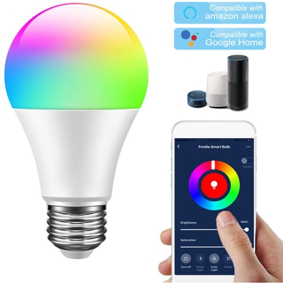 Lampadina LED Smart WiFi E27 / E26 RGB + W dimmerabile, telecomando tramite APP per cellulare, regolazione della luminosita del colore