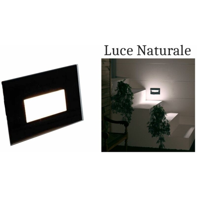 B&s - Segnapasso led 4w luce naturale rettangolo nero vetro interno faretto incasso