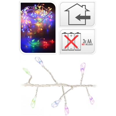 Peragashop - GHIRLANDA 100 MICROLED LINEARI LUCI MULTICOLOR A BATTERIA LUCI DI NATALE ADDOBBI PRESEPI