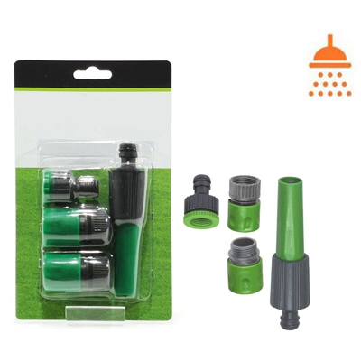 Lancia erogatrice tubo giardino kit raccordi regolabile 4pz attacco rapido