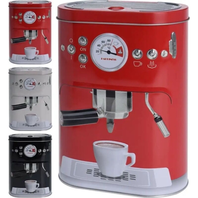 Contenitore Latta Porta Cialde Capsule Caffe' in Metallo 3 Colori 17 x 10 Cm