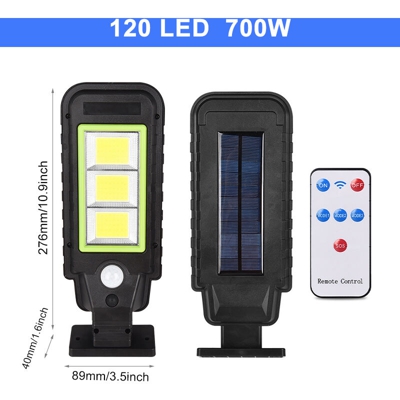 IP65 Impermeabile LED Pannello solare Lampione stradale Radar Induzione Sensore di movimento Lampada da parete solare + Telecomando (700W)