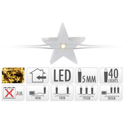 Peragashop - 40 MICROLED STELLA LINEARI LUCI BIANCO CALDO A BATTERIA NATALE ADDOBBI PRESEPI precio