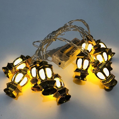 Lampada di plastica oro LED lanterna luci dorate luce decorativa della stringa prospettiva lanterne - 3 m 20 luce bianca calda - con una costante