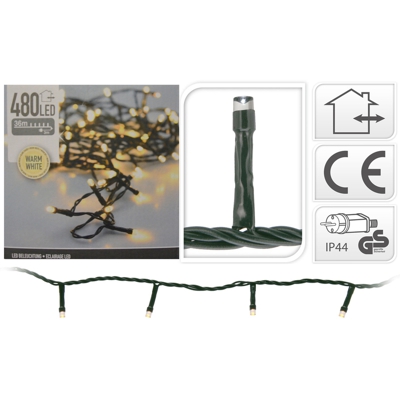 Peragashop - LUCI DI NATALE 480 LED EXTRA BIANCO CALDO LUCE FISSA ESTERNO ALBERO INTERNO