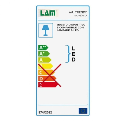Applique lm-trendy 8170 1a e14 led moderna colorata cilindro tessuto ignifugo lampada parete interno, finitura metallo viola