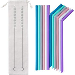 Silicone Cannucce Riutilizzabile Cannuccia Riutilizzabili in Silicone per Frullati Tè Caffè Bevande Calde e Fredde per Adulti e Bambini Set di 12 con características