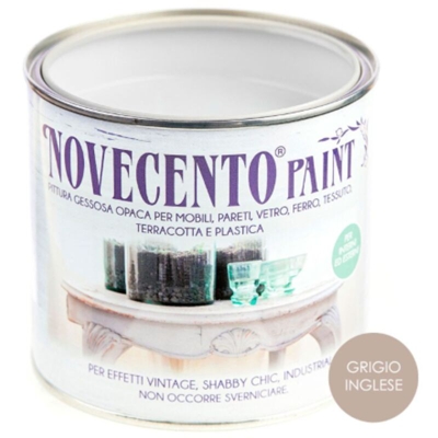 Gualtiero Meazza - Pittura Gessosa Opaca Shabby Chic per Mobili Pareti Vetro Gesso Novecento Paint - Colore: Grigio Inglese - Formato: 500 ml