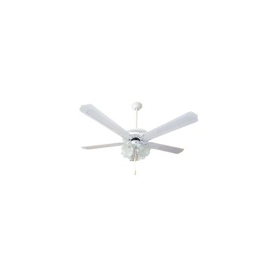 Ventilatore da soffitto in legno laccato bianco 4 lampade - Mod. Marco Polo