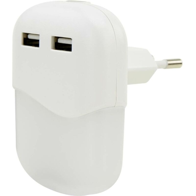 Lampada notturna Ansmann NL15AC-2USB 1600-0407 Potenza: 10 W Bianco caldo