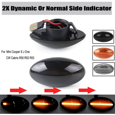 COPPIA LED Luce di posizione laterale della lampada dinamica per BMW per MINI Cooper R50 R52 R53 02-08 NERO